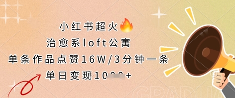 小红书超火的治愈系loft公寓，单条作品点赞16W，3分钟一条，单日变现数张-汇课新知资源网
