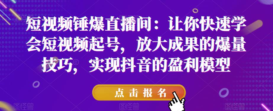 短视频锤爆直播间:让你快速学会短视频起号,放大成果的爆量技巧,实现抖音的盈利模型-汇课新知资源网