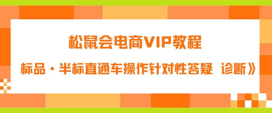松鼠会电商VIP教程:松鼠《付费推广标品·半标直通车操作针对性答疑&诊断》-汇课新知资源网