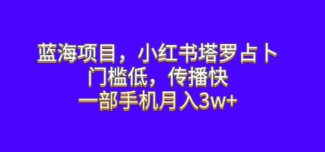 蓝海项目,小红书塔罗占卜,门槛低,传播快,一部手机月入3w+【揭秘】-汇课新知资源网