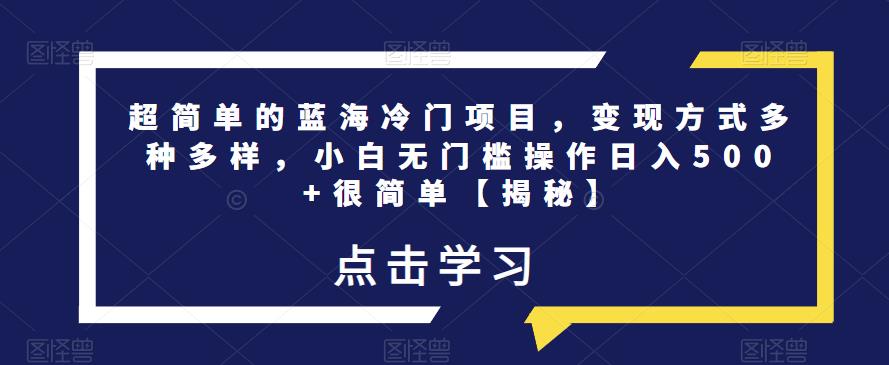 超简单的蓝海冷门项目,变现方式多种多样,小白无门槛操作日入500+很简单【揭秘】-汇课新知资源网