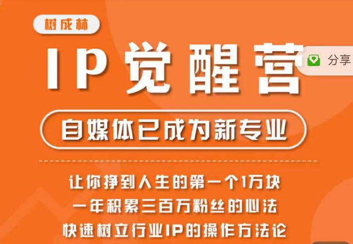 树成林·IP觉醒营，快速树立行业IP的操作方法论，让你赚到人生的第一个1万块（更新）-汇课新知资源网