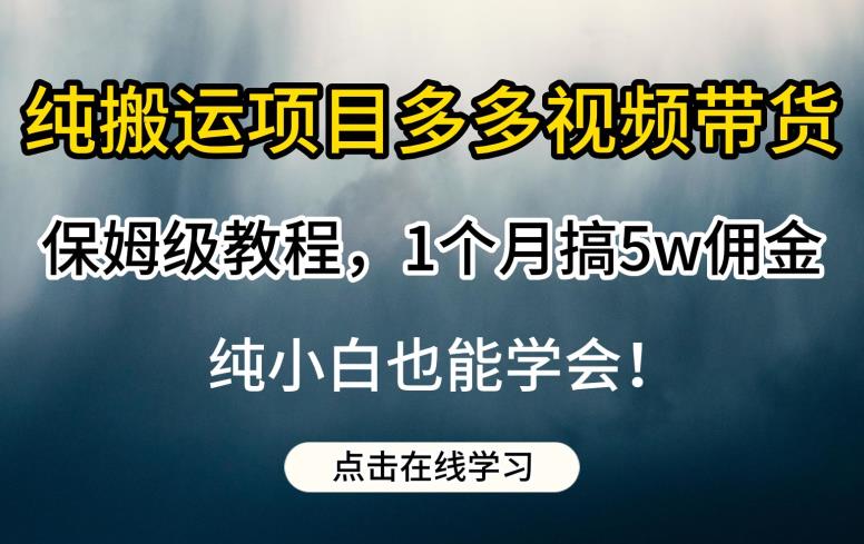 纯搬运项目多多视频带货保姆级教程，1个月搞5w佣金，纯小白也能学会【揭秘】-汇课新知资源网