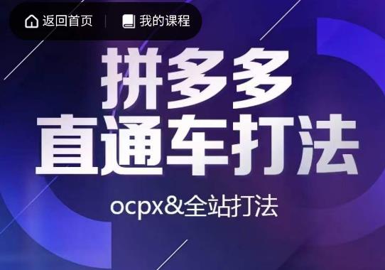 互力·拼多多直通车打法,ocpx&全站打法-汇课新知资源网