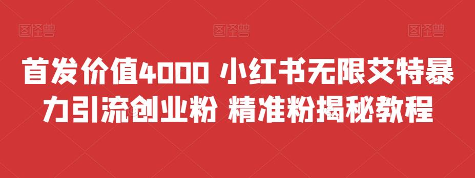 首发价值4000 小红书无限艾特暴力引流创业粉 精准粉揭秘教程-汇课新知资源网