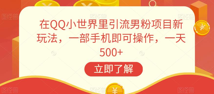 在QQ小世界里引流男粉项目新玩法,一部手机即可操作,一天500+【揭秘】-汇课新知资源网