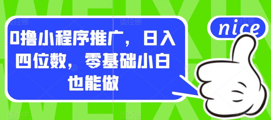 0撸小程序推广,日入四位数,零基础小白也能做【揭秘】-汇课新知资源网