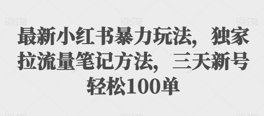 最新小红书暴力玩法,独家拉流量笔记方法,三天新号轻松100单【揭秘】-汇课新知资源网