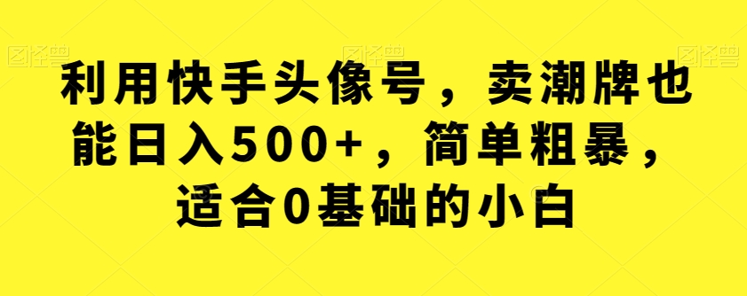 利用快手头像号，卖潮牌也能日入500+，简单粗暴，适合0基础的小白【揭秘】-汇课新知资源网
