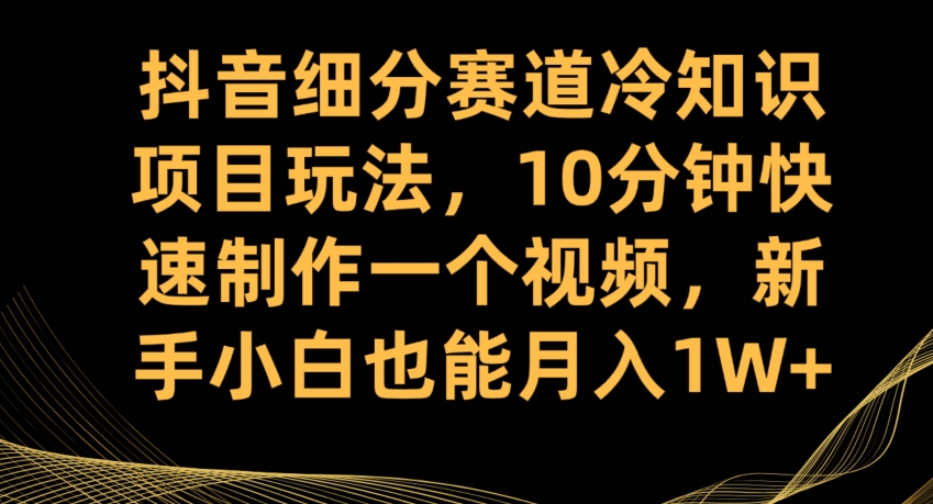 抖音细分赛道冷知识项目玩法,10分钟快速制作一个视频,新手小白也能月入1W+【揭秘】-汇课新知资源网