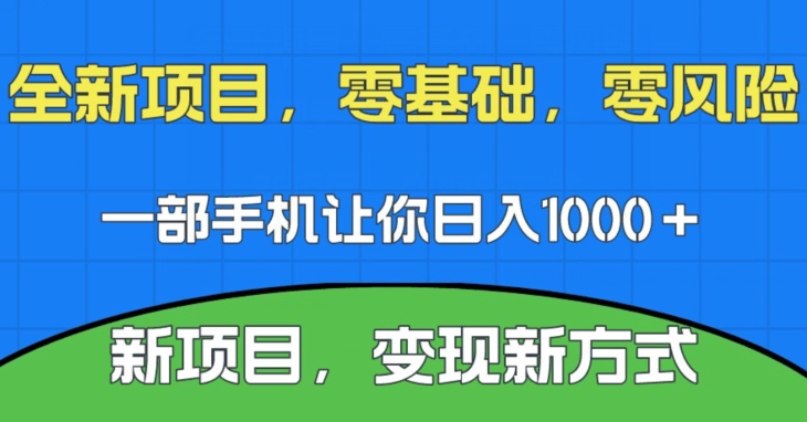 新项目,新平台,一部手机即可日入1000+,无门槛操作【揭秘】-汇课新知资源网