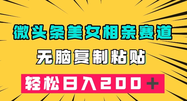 微头条冷门美女相亲赛道,无脑复制粘贴,轻松日入200+【揭秘】-汇课新知资源网