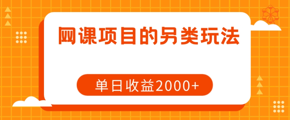 网课项目的另类玩法,单日收益2000+【揭秘】-汇课新知资源网