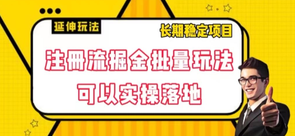 注册流掘金批量玩法,可以实操落地【揭秘】-汇课新知资源网