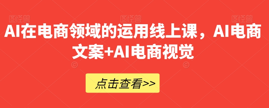 AI在电商领域的运用线上课,AI电商文案+AI电商视觉-汇课新知资源网