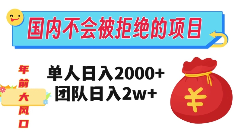 在国内不怕被拒绝的项目,单人日入2000,团队日入20000+【揭秘】-汇课新知资源网