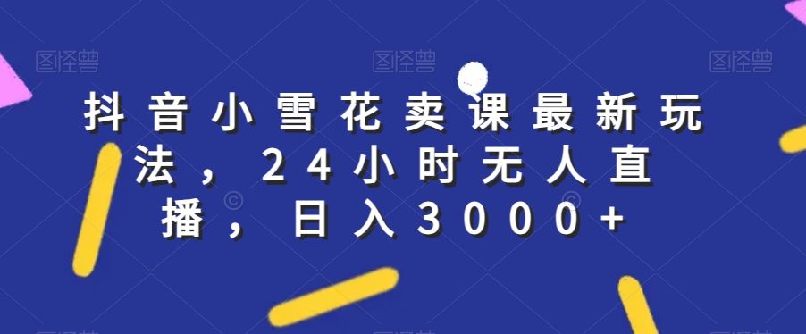 抖音小雪花卖课最新玩法,24小时无人直播,日入3000+【揭秘】-汇课新知资源网