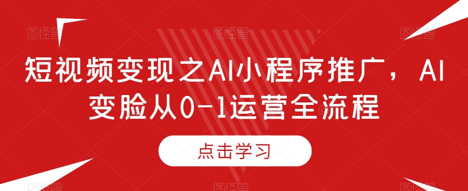 短视频变现之AI小程序推广，AI变脸从0-1运营全流程-汇课新知资源网