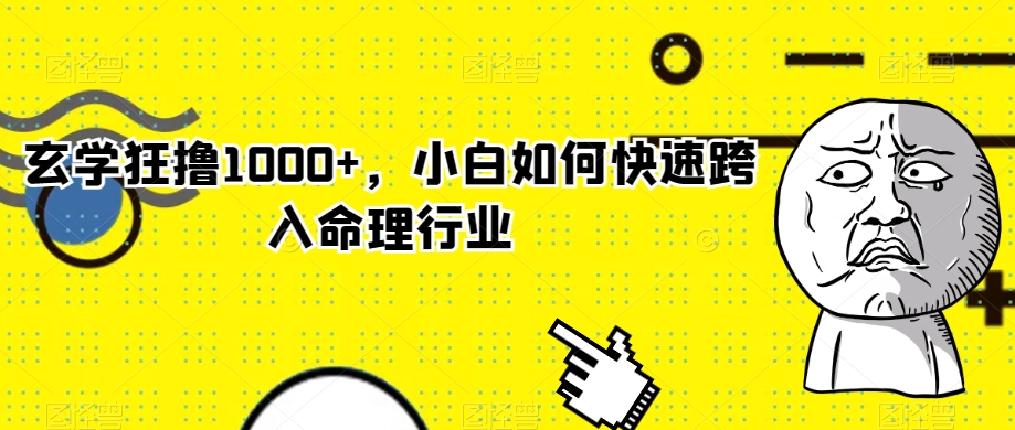 玄学狂撸1000+,小白如何快速跨入命理行业【揭秘】-汇课新知资源网