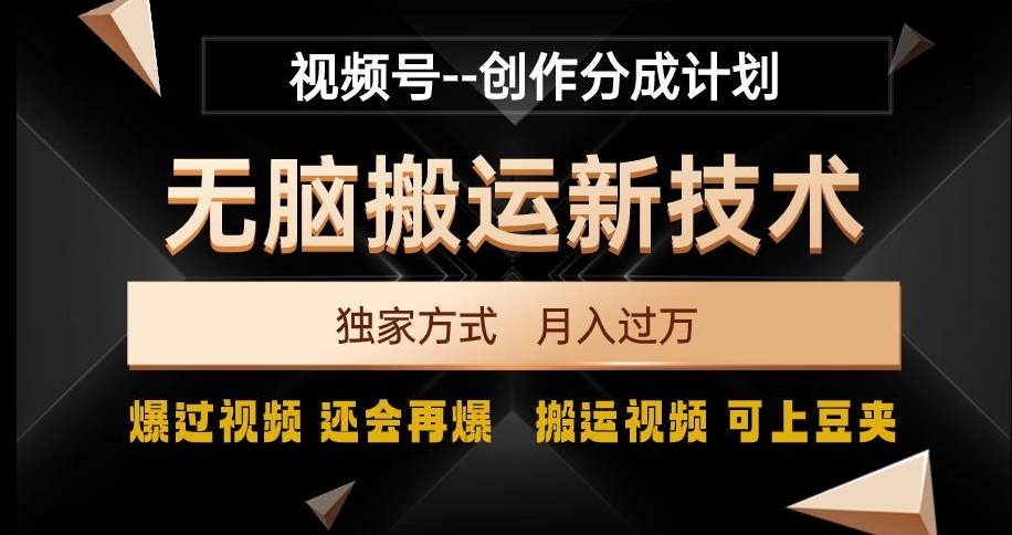 视频号无脑搬运新技术,破原创壕流量,独家方式,爆过视频,还会再爆【揭秘】-汇课新知资源网