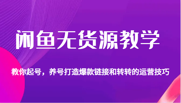 闲鱼无货源教学,教你起号,养号打造爆款链接以及转转的运营技巧-汇课新知资源网