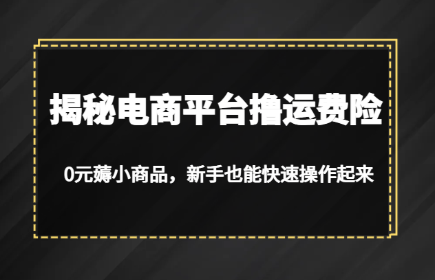揭秘电商平台撸运费险，0元薅小商品，新手也能快速操作起来-汇课新知资源网