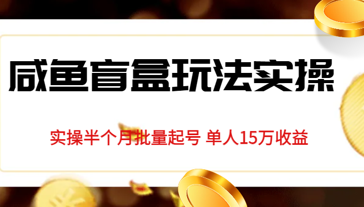 独家首发咸鱼盲盒玩法实操,半个月批量起号单人15万收益揭秘-汇课新知资源网