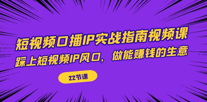 短视频口播IP实战指南视频课,踩上短视频IP风口,做能赚钱的生意(22节课)-汇课新知资源网