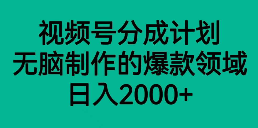 视频号分成计划,轻松无脑制作的爆款领域,日入2000+-汇课新知资源网