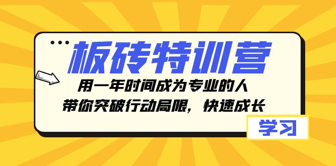 板砖特训营,用一年时间成为专业的人,带你突破行动局限,快速成长-汇课新知资源网