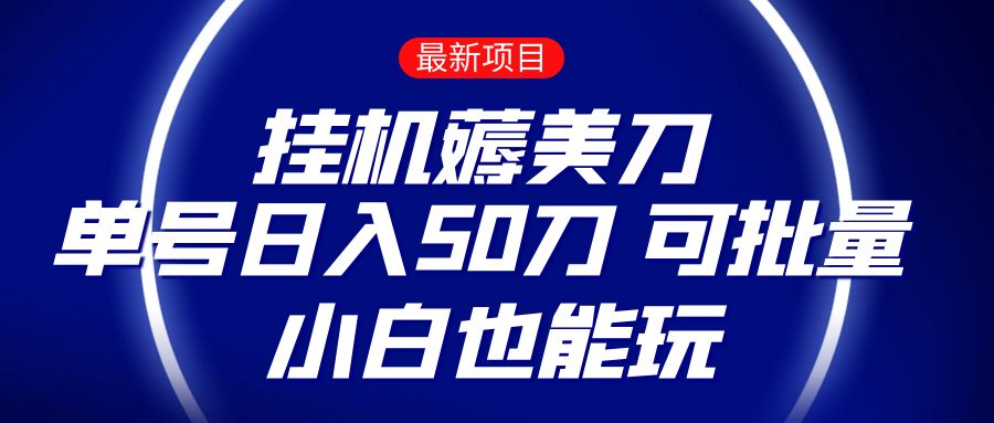 薅羊毛项目 零投入挂机薅美刀 单号日入50刀 可批量 小白也能玩-汇课新知资源网