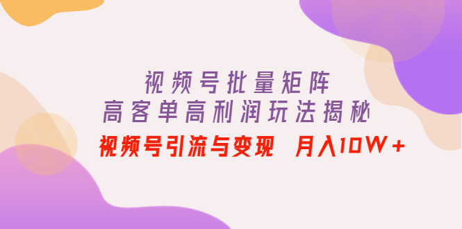 (4193期)视频号批量矩阵的高客单高利润玩法揭秘: 视频号引流与变现 月入10W+-汇课新知资源网