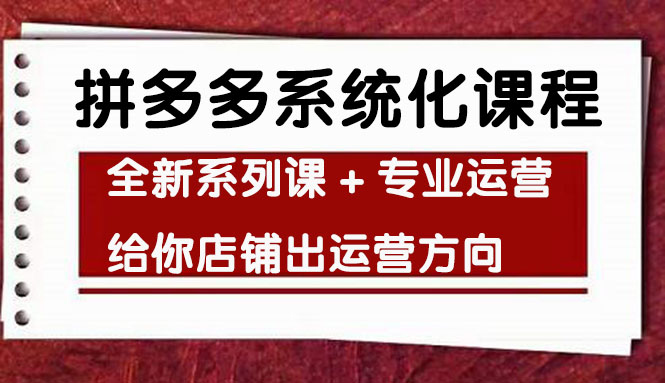 (4259期)车神陪跑,拼多多系统化课程,全新系列课+专业运营给你店铺出运营方向-汇课新知资源网