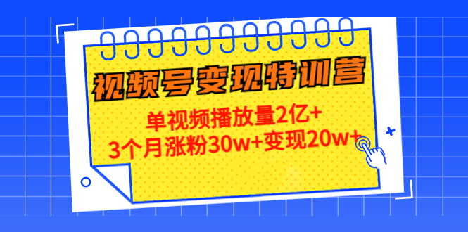 (4455期)20天视频号变现特训营:单视频播放量2亿+3个月涨粉30w+变现20w+-汇课新知资源网