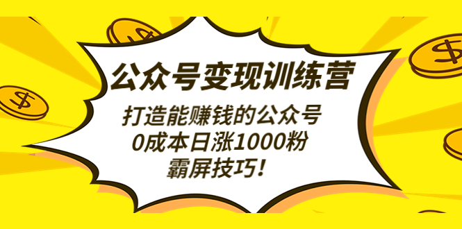 (4585期)公众号变现训练营(第3期)打造能赚钱的公众号,0成本日涨1000粉,霸屏技巧-汇课新知资源网
