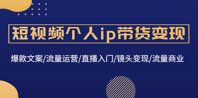 (4595期)短视频个人ip带货变现:爆款文案/流量运营/直播入门/镜头变现/流量商业-汇课新知资源网