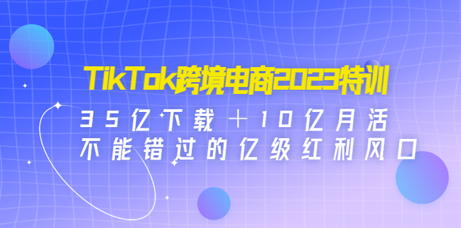 （4702期）TikTok跨境电商2023特训：35亿下载＋10亿月活，不能错过的亿级红利风口-汇课新知资源网