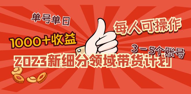 （4827期）2023新细分领域带货计划：单号单日1000+收益不难，每人可操作3-5个账号-汇课新知资源网