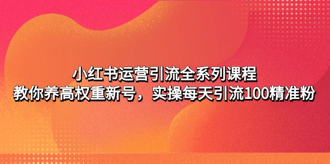 (4950期)小红书运营引流全系列课程:教你养高权重新号,实操每天引流100精准粉-汇课新知资源网