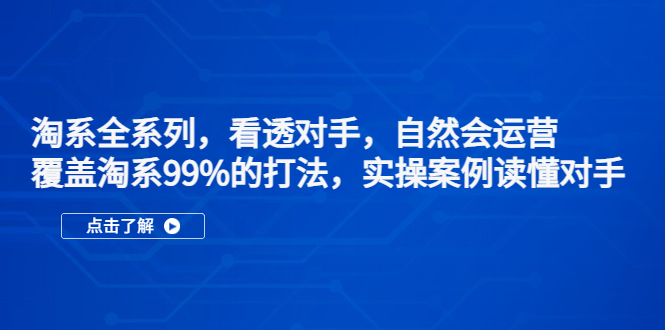 (5233期)淘系全系列,看透对手,自然会运营,覆盖淘系99%·打法,实操案例读懂对手-汇课新知资源网