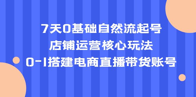 (5350期)7天0基础自然流起号,店铺运营核心玩法,0-1搭建电商直播带货账号-汇课新知资源网