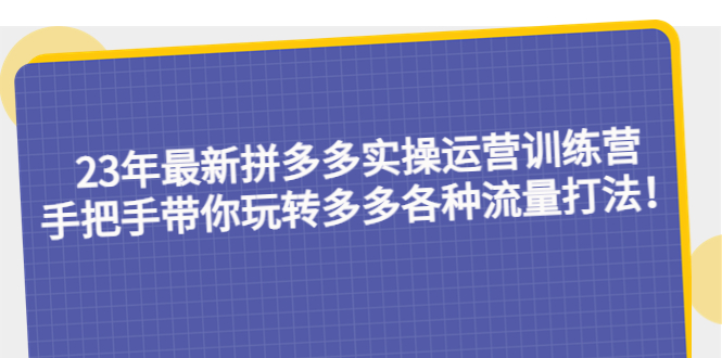 （5435期）23年最新拼多多实操运营训练营：手把手带你玩转多多各种流量打法！-汇课新知资源网