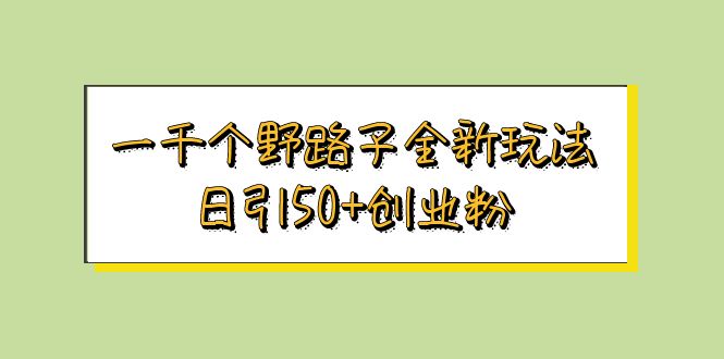 (5960期)一千个野路子全新玩法 日引50+创业粉-汇课新知资源网