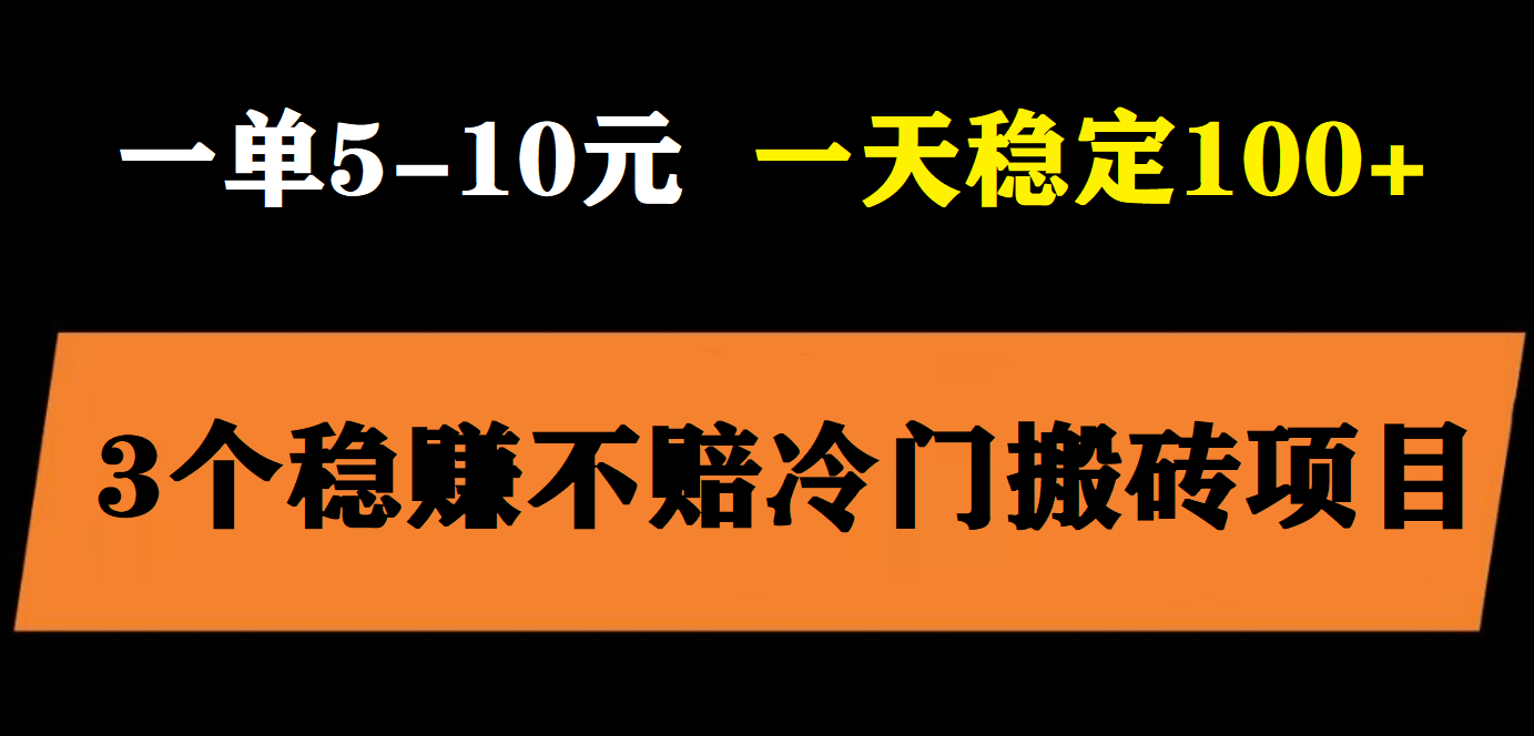 (5984期)3个最新稳定的冷门搬砖项目,小白无脑照抄当日变现日入过百-汇课新知资源网