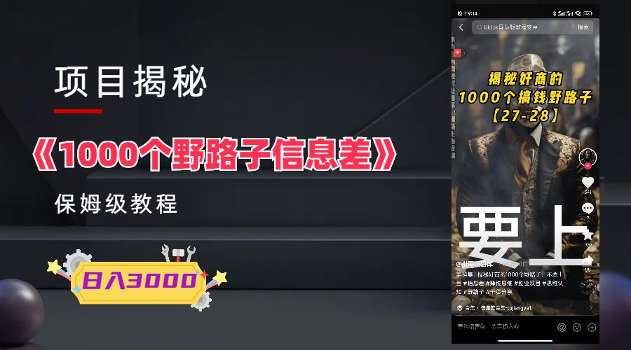 （6135期）1000个野路子信息差保姆式教程-单日变现3000+的玩法解密-汇课新知资源网