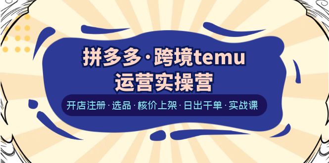 (6319期)拼多多·跨境temu运营实操营:开店注册·选品·核价上架·日出千单·实战课-汇课新知资源网