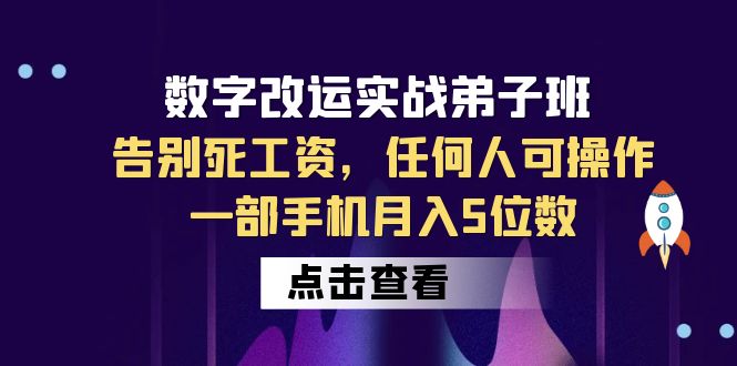 (6350期)数字 改运实战弟子班:告别死工资,任何人可操作,一部手机月入5位数-汇课新知资源网