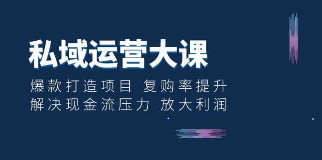 (6455期)私域运营大课:爆款打造项目 复购率提升 解决现金流压力 放大利润-汇课新知资源网