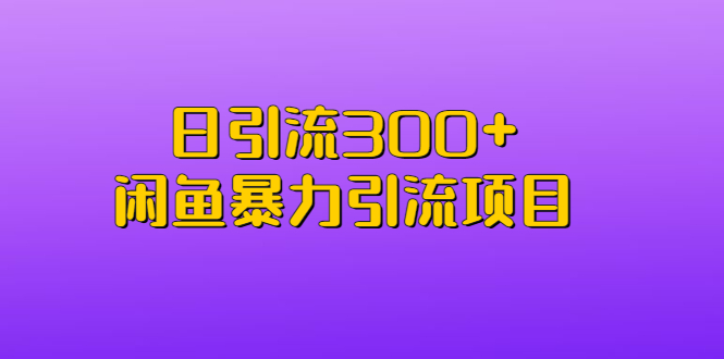 (6694期)日引流300+闲鱼暴力引流项目-汇课新知资源网