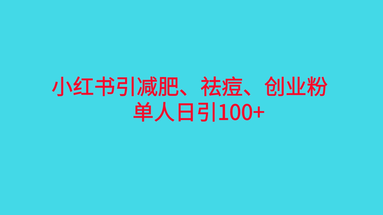 (6799期)小红书精准引流,减肥、祛痘、创业粉单人日引100+(附软件)-汇课新知资源网